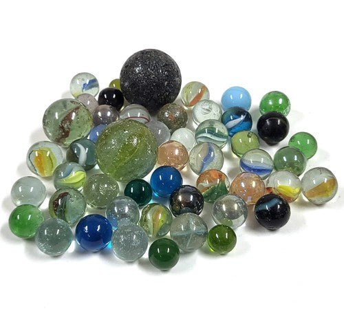 Vintage partij glazen knikkers (cat's eye), 300 gram