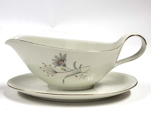 Vintage Winterling Bavaria juskom met vastzittend schoteltje, bloemendecor en goudrand