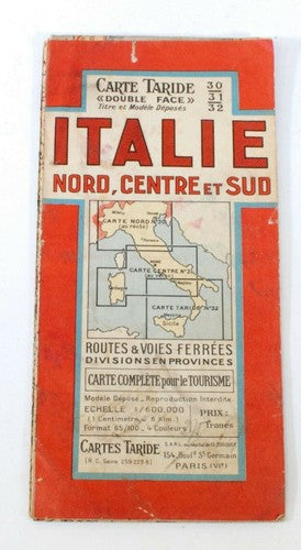 Vintage Carte Taride – kaart van Italië (noord, midden en zuid)