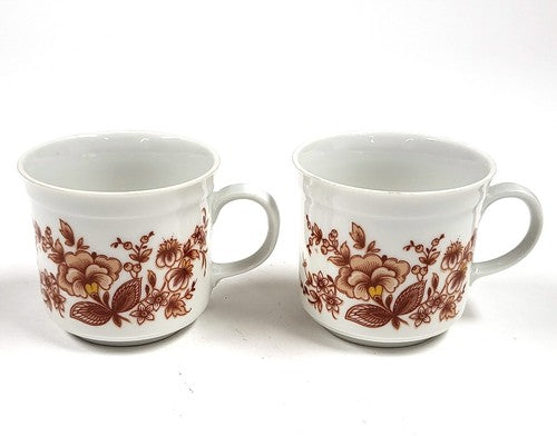 Vintage Mitterteich Bavaria kopjes met bloemendecor, set van 2