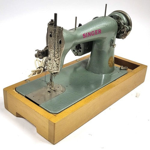 Vintage Singer elektrische naaimachine, groen, 220 V