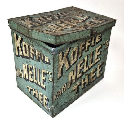 Vintage Van Nelle reclameblik voor koffie en thee, jaren 30, 41 cm