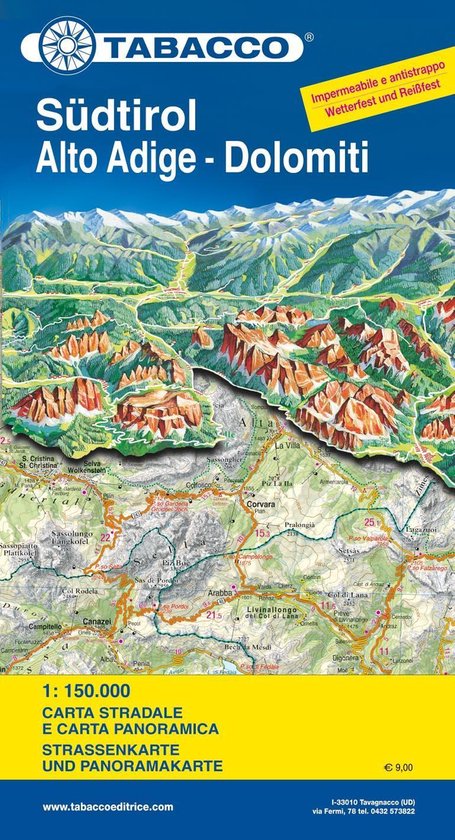 South Tirol / Alto Adige / Dolomites Road Map & Panoram. Map - Michael Müller