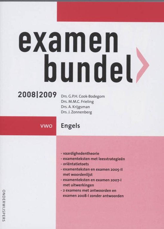 Examenbundel 2008/2009 VWO Engels - G.P.H. Cook - Bodegom