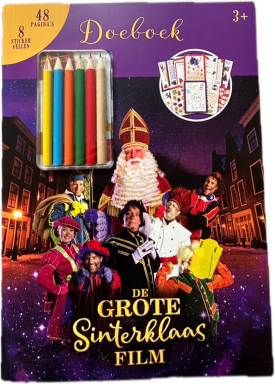 De grote Sinterklaas film doeboek - Sinterklaas - Kleurplaten - 8 Sticker vellen - 48 Pagina's - Inclusief potloden