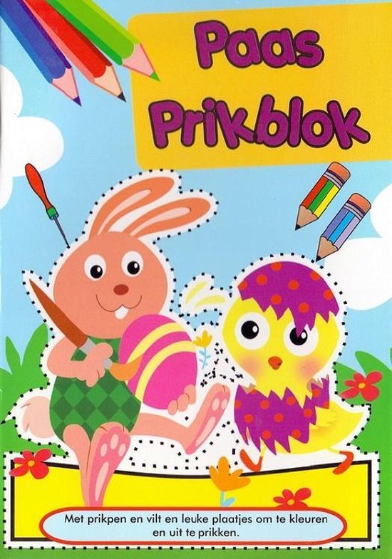 Kinderboeken Harlekijn Pasen - Prikblok Pasen A5 formaat
